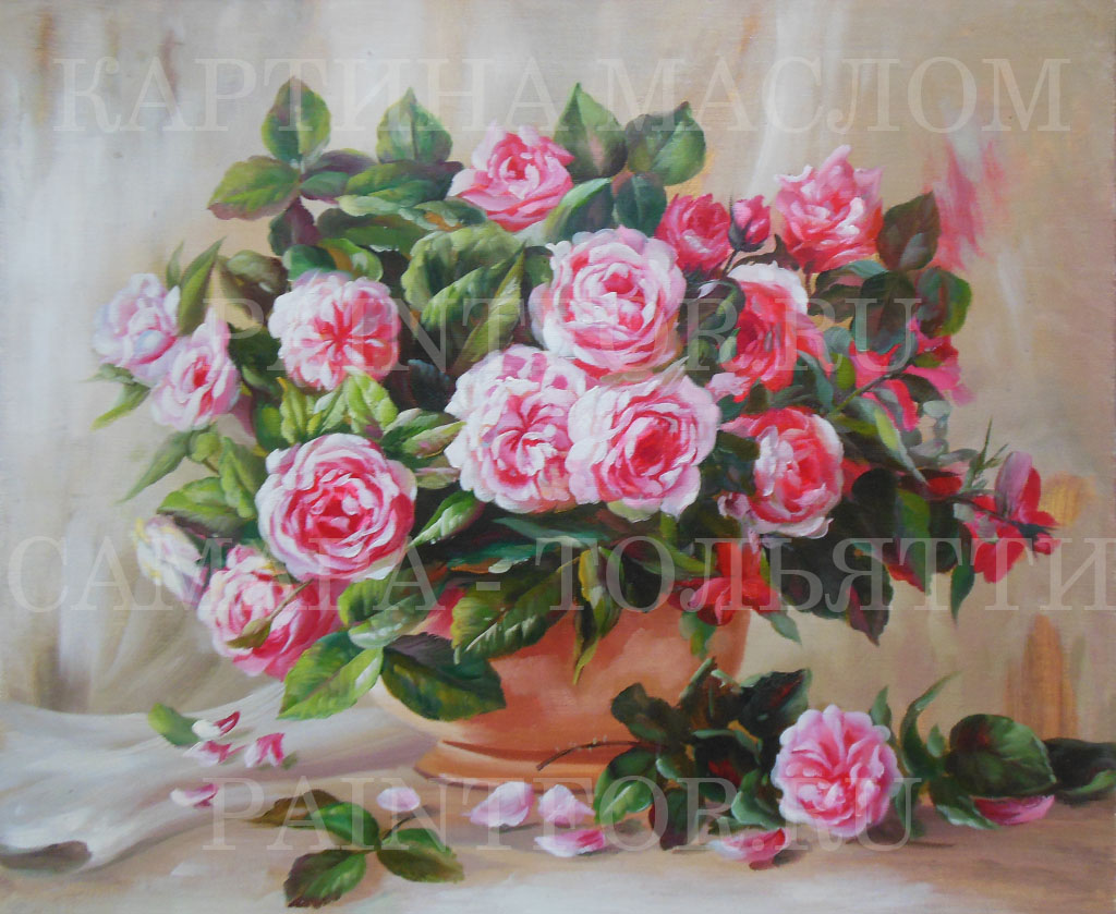 Картина маслом Розовые розы 50х60